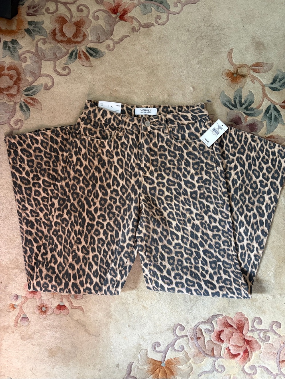 Vervet by Flying Monkey Kris Leopard Baggy Wide Leg Jeans NWT 27x32 - Picture 4 of 6